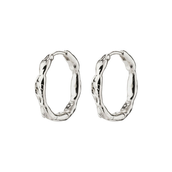 EDDY recycled organic shaped medium hoops, silver-plated, Pilgrim