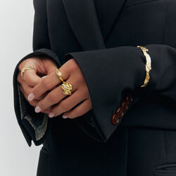 Lyra adjustable ring w. zircons, silver plated, Pure by Nat