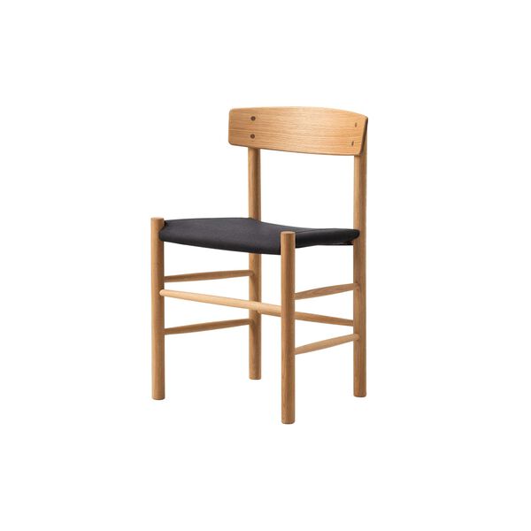 J39 Mogensen Chair with Seat Upholstery, oiled oak/black canvas, Fredericia Furniture
