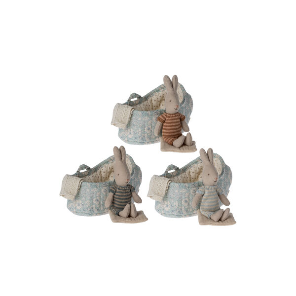 Bunny in Carry Cot, blue, Maileg