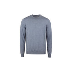 Sweater Knitted Crew Neck With Patch Merino Wool, light blue, Stenströms