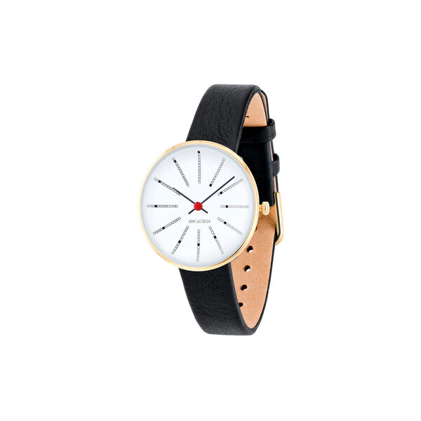 Bankers armbandsur, white/gold/black, Arne Jacobsen Watches