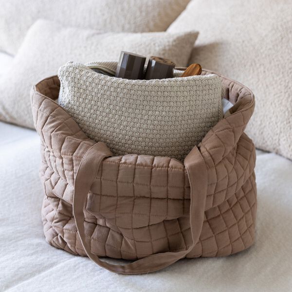 Stickad Toalettväska, beige melange, By LOHN