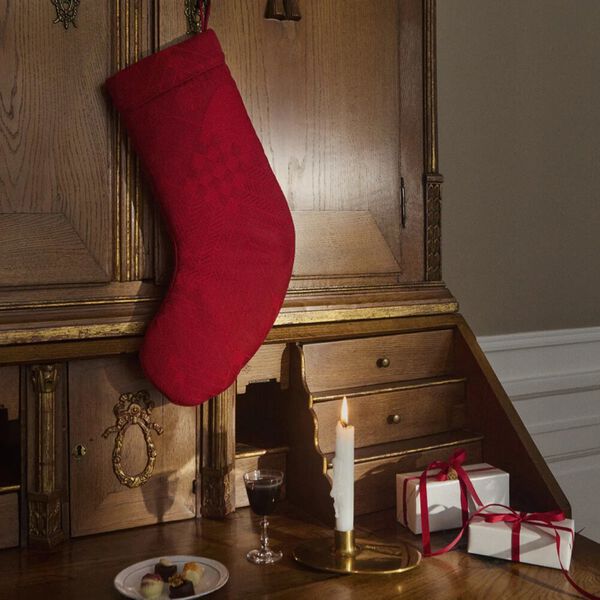 CHRISTMAS&nbsp;Julstrumpa, deep red, Georg Jensen Damask