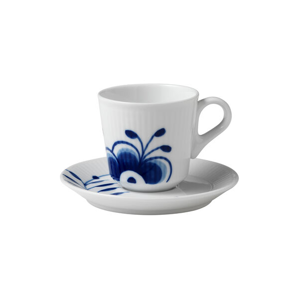 Blue Fluted Mega kopp och fat, 9 cl, Royal Copenhagen