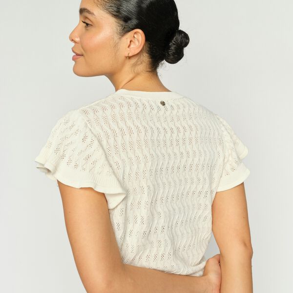 MMGanna Pattern O-Neck Knit Top, ecru, MOS MOSH