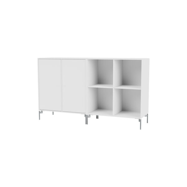 PAIR Classic Sideboard with Chrome Legs, 101 new white, Montana Furniture