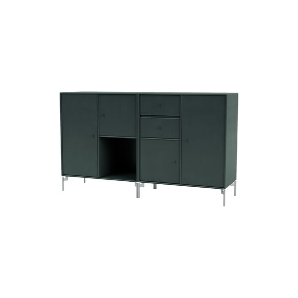 COUPLE Sideboard with Chrome Legs, 163 black jade, Montana Furniture