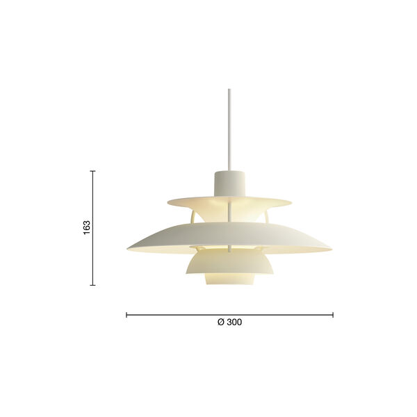 PH 5 Mini Monochrome Pendant, monochrome pale pewter, Louis Poulsen