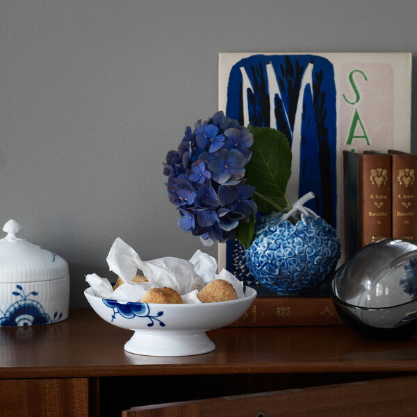 Blue Fluted Mega skål på fot, 18 cm, Royal Copenhagen