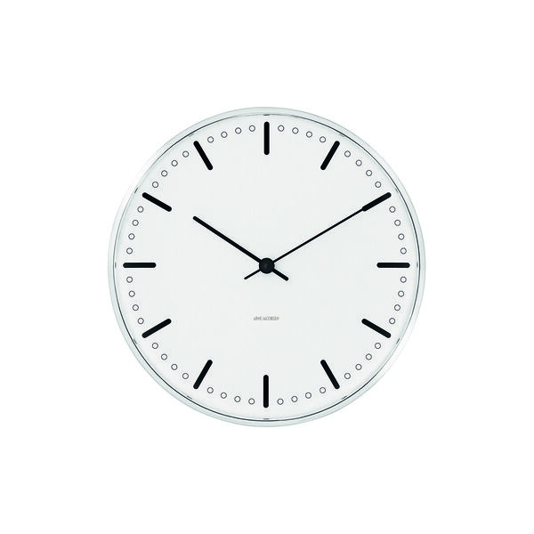 City Hall V&auml;ggur Small, vit, Arne Jacobsen Clocks