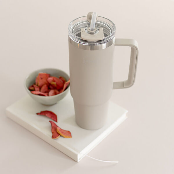 Thermo Cup With Straw, cream beige, AYA&IDA