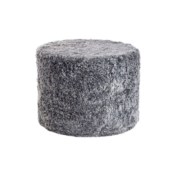 Puff i Nyzeeländsk korthårig & kryllig fårskinn, light grey, NATURES Collection