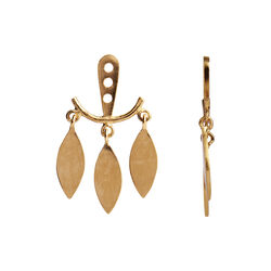Dancing Three Leaves Behind Ear Earring Single, gold, Stine A Jewelry