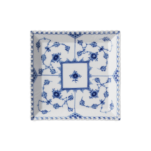 Blue Fluted Full Lace liten fyrkantigt tallrik 14 cm, Royal Copenhagen
