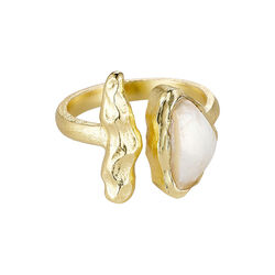 Foil ring med pärlor, guldpläterad, Pure by Nat