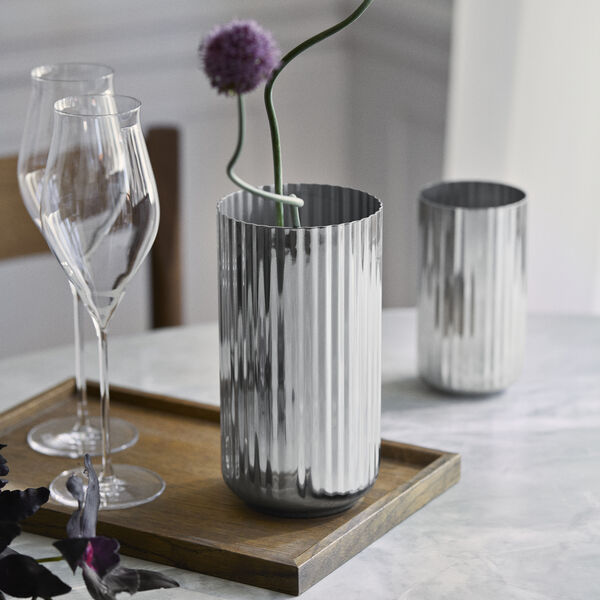 Lyngby Vas 20,5 cm, rostfritt st&aring;l, Lyngby Porcel&aelig;n