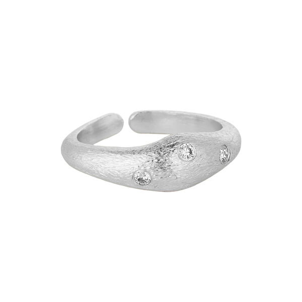 Lyra adjustable ring w. zircons, silver plated, Pure by Nat