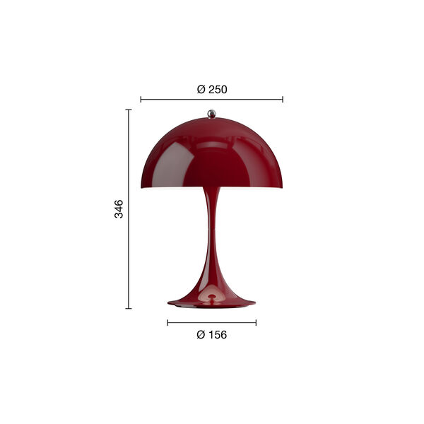 Panthella 250 Portable Table Lamp, opaque burgundy, Louis Poulsen