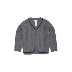 Lambswool Grandad Cardigan, dark grey/blue comb., Copenhagen Colors Organics