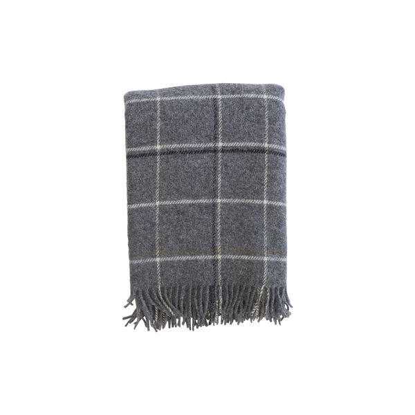 Tartan pl&auml;d, dark grey, Klippan Yllefabrik