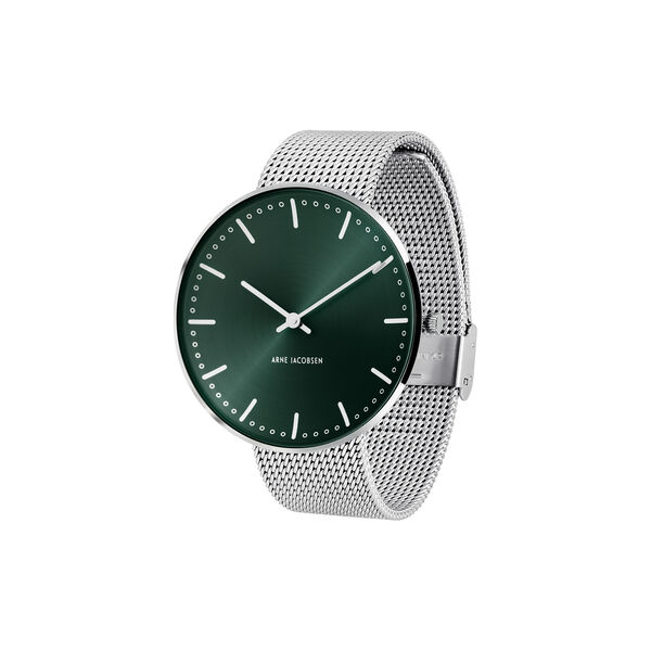 City Hall armbandsur, evergreen/steel, Arne Jacobsen Watches