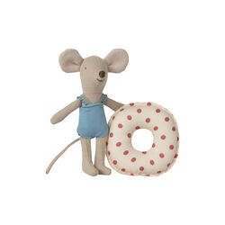 Lillasyster strandmus med badring, red dot, Maileg