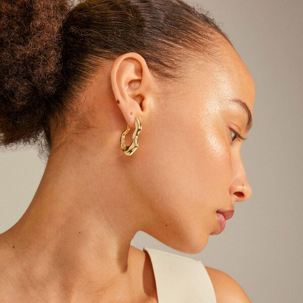 LOULIA recycled wavy &ouml;ronh&auml;ngen, gold-plated, Pilgrim