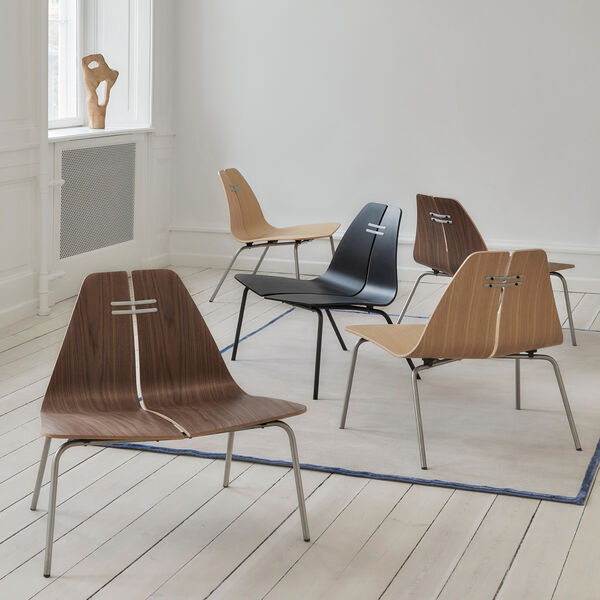 PK23&trade; Lounge Chair, klarlackerad ek/st&aring;l, Fritz Hansen