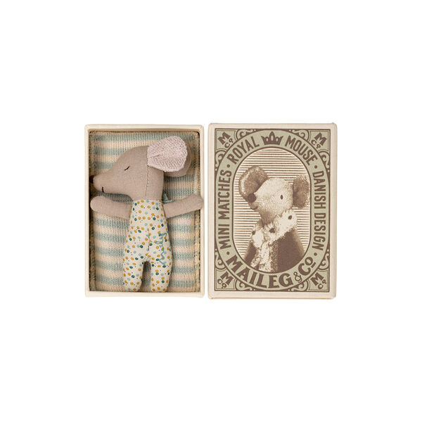 Sleepy/Wakey&nbsp;Babymus&nbsp;i t&auml;ndsticksask, bl&aring;, Maileg