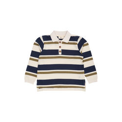 Striped Pique Polo w. LS, green combi Striped Pique Polo w. LS, green combi, Copenhagen Colors Organics