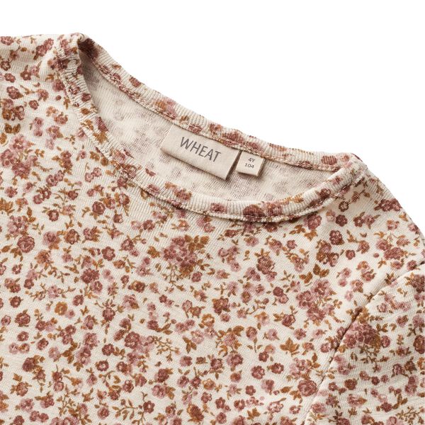 Wool T-Shirt L/S Alfie, 2475 rose flowers, Wheat