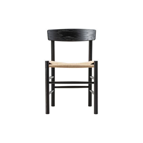 J39 Mogensen stol, black lacquered oak/natural, Fredericia Furniture