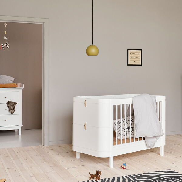 Wood Mini+ Cot Bed excl. Junior Kit 68x122 cm, white Wood Mini+ Cot Bed excl. Junior Kit 68x122 cm, white, Oliver Furniture
