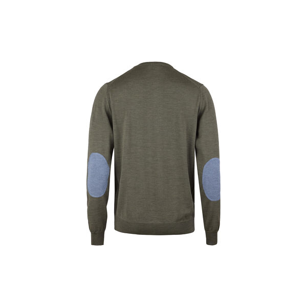 Sweater Knitted Crew Neck With Patch Merino Wool, green Sweater Knitted Crew Neck With Patch Merino Wool, green, Stenströms