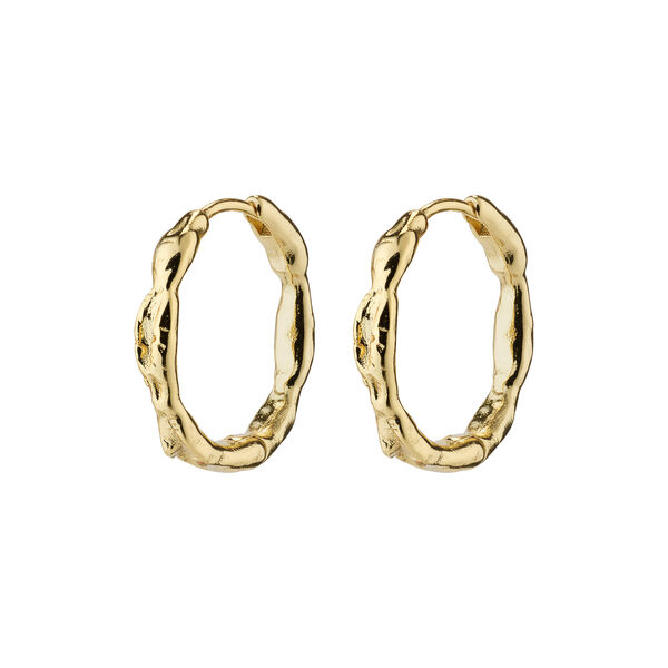 EDDY recycled organic shaped medium hoops, gold-plated, Pilgrim