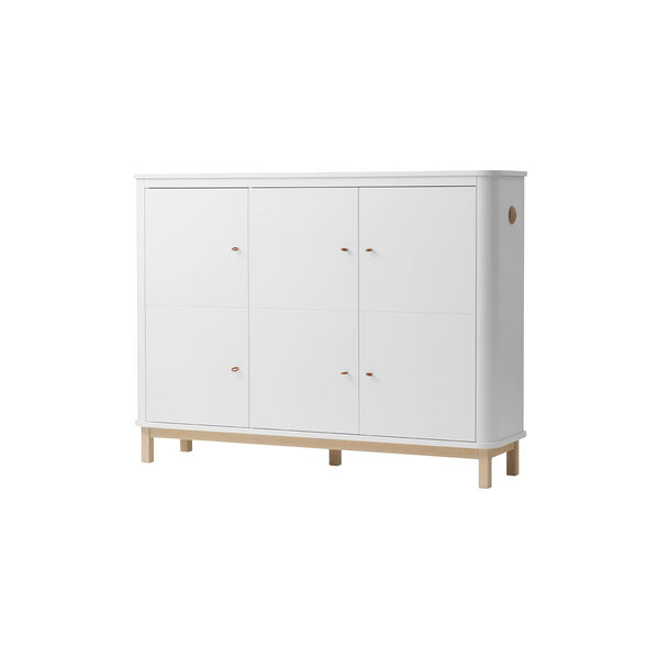 Wood Multi Cupboard 3 Doors, white/oak, Oliver Furniture
