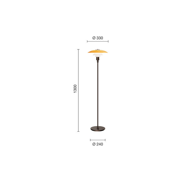 PH 3&frac12;-2&frac12; Golvlampa Centenary Edition, amber/opal white, Louis Poulsen