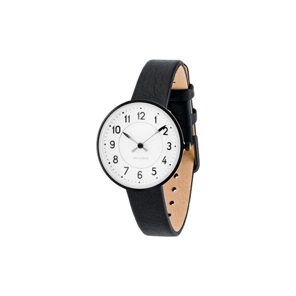 Station armbandsur, white/black/black, Arne Jacobsen Watches