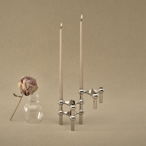 STOFF Nagel ljusstake 3 st, chrome, STOFF Nagel
