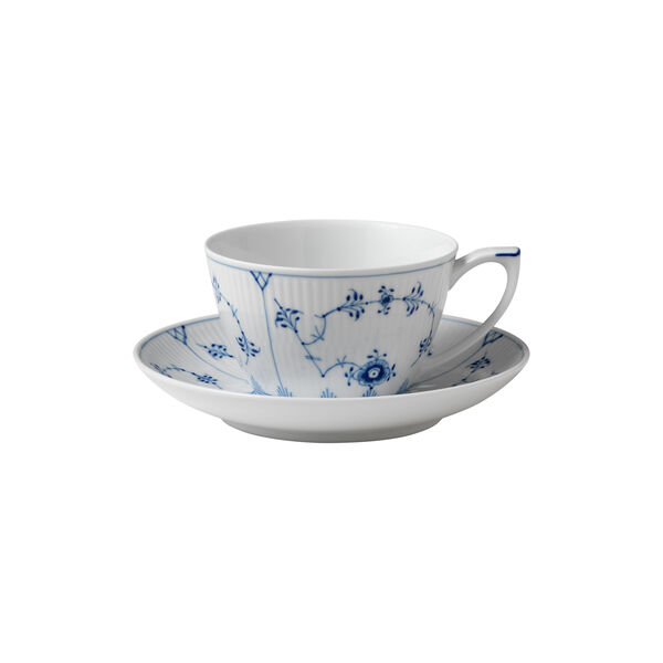Blue Fluted Plain kopp med fat 28 cl, Royal Copenhagen