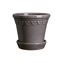 Københavner GLAZED kruka med fat, pearl grey, Bergs Potter
