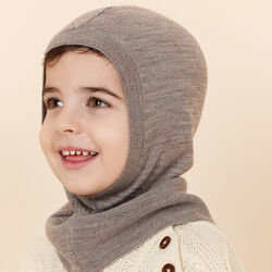 Lt. Knitted Merino Balaclava With Frill, natural melange, Copenhagen Colors Organics