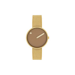PICTO armbandsur, cappuccino brown/gold/matt gold, PICTO