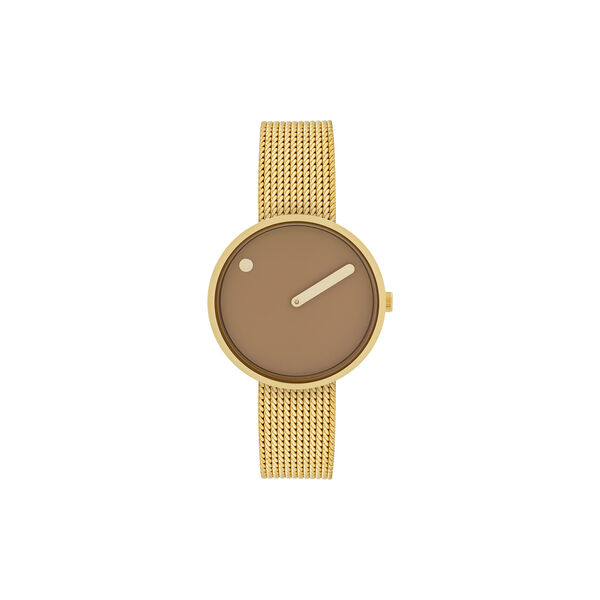 PICTO armbandsur, cappuccino brown/gold/matt gold, PICTO
