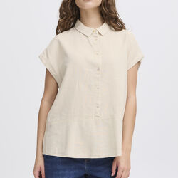 IHLINNO Short Sleeve Blouse, natural ecru, ICHI