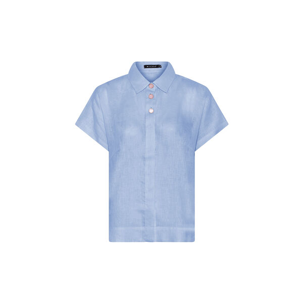 Pure Linen Blouse,  sky way blue, Micha