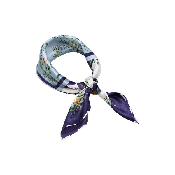 Purple Flower Dot Checker sidenscarf, Flora Danica Denmark
