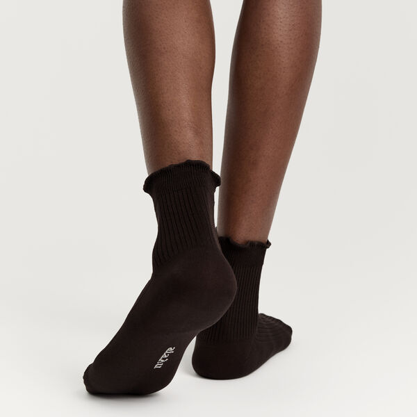 Cotton Frill Sock, chocolate, Aiayu