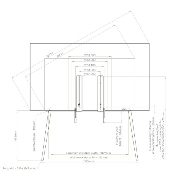 TV-stativ XL 55''-77'', black, JALG